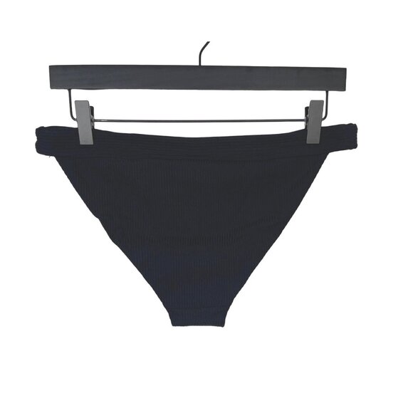 Andie Ribbed Banded Cheeky Bikini Bottom Women’s Size L Black Swim NWT - Picture 2 of 6